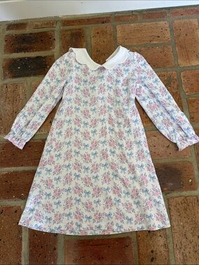 Pima Cotton Baby Club Chic Blue and Pink Floral Dress Size 5